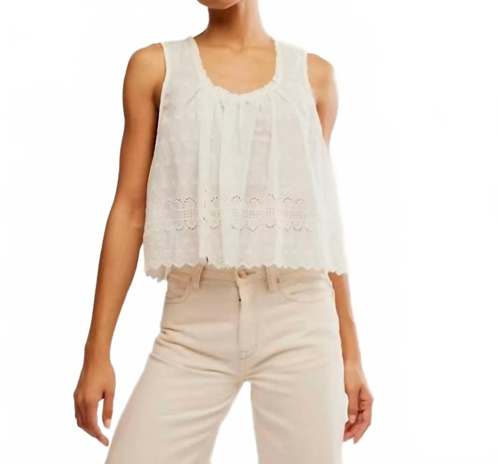 商品Free People|Marina Eyelet Tank Top In Clean Ivory,价格¥442,第1张图片