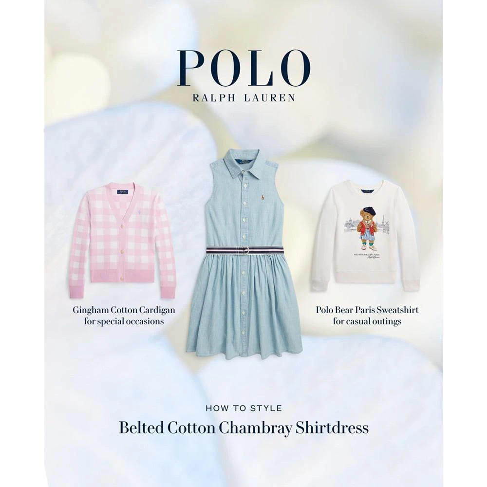 商品Ralph Lauren|Big Girls Belted Cotton Chambray Shirtdress,价格¥218,第3张图片详细描述