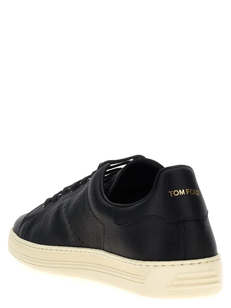 商品Tom Ford|Logo Leather Sneakers White/Black,价格¥4116,第3张图片详细描述