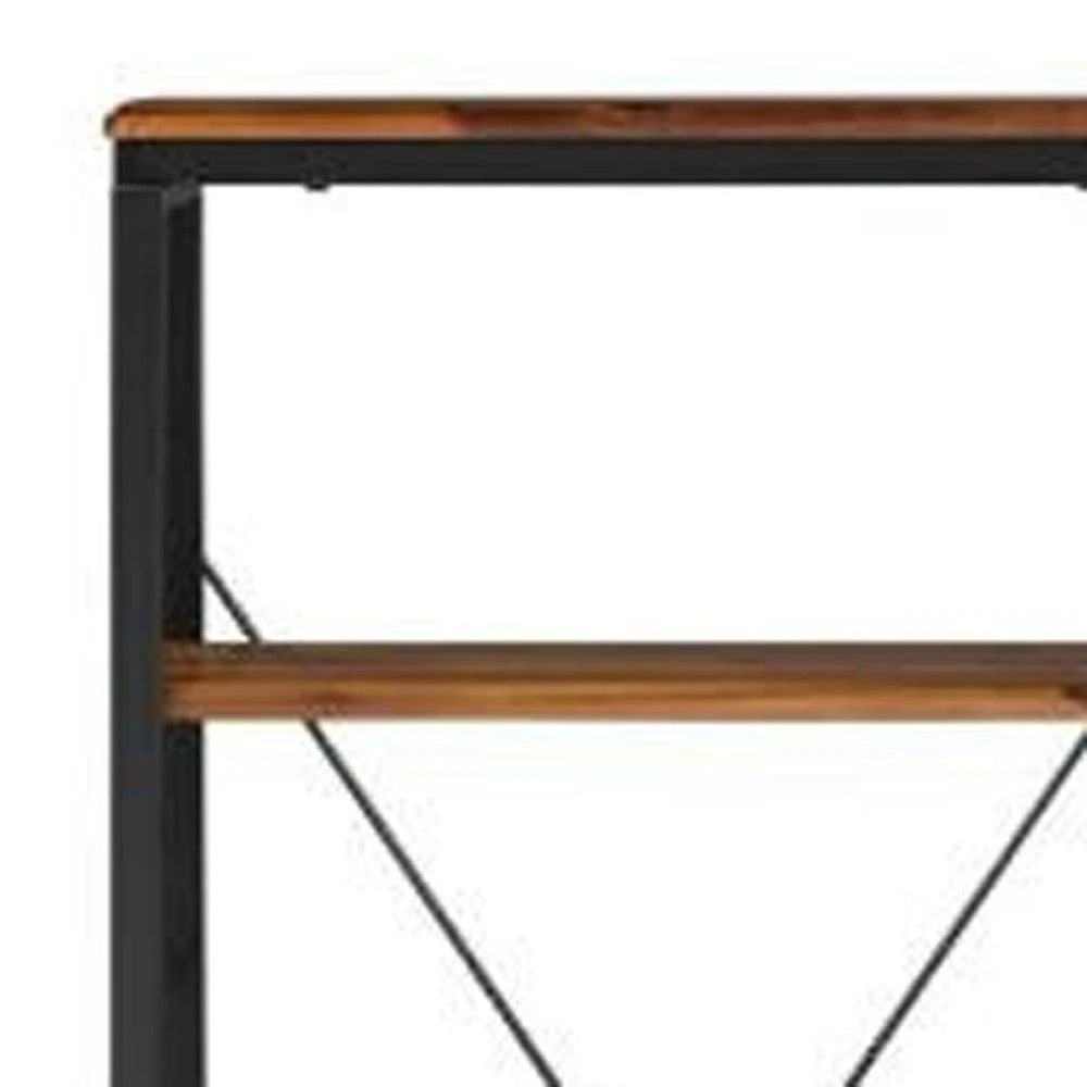 商品Homezia|54" Brown and Black Metal Four Tier Etagere Bookcase,价格¥2250,第4张图片详细描述