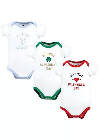 Hudson Baby Infant Boy Cotton Bodysuits, Boy First Valentine Easter商品第1张图片规格展示