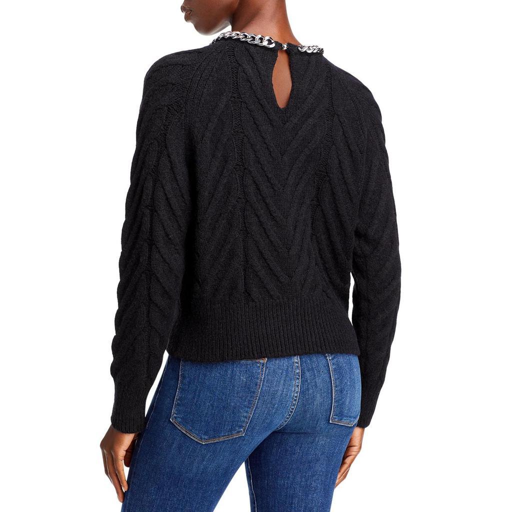 商品AQUA|Aqua Womens Cable Knit Chain Pullover Sweater,价格¥151,第5张图片详细描述