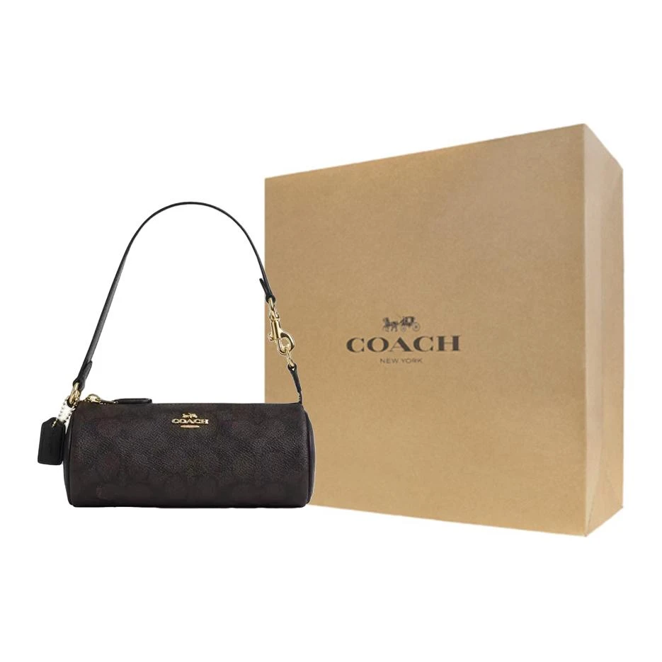 商品[国内直发] Coach|蔻驰 20 品牌徽标拉链开合 PVC配皮 手提单肩包 小号 女款 深棕色,价格¥934,第5张图片详细描述