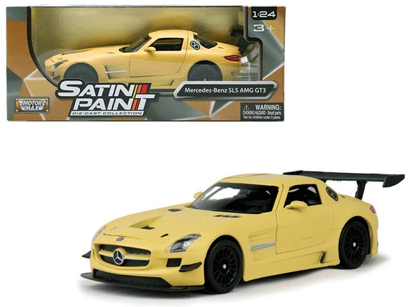 商品Motormax|Mercedes Benz SLS AMG GT3 Matte Yellow 1/24 Diecast Model Car,价格¥394,第1张图片