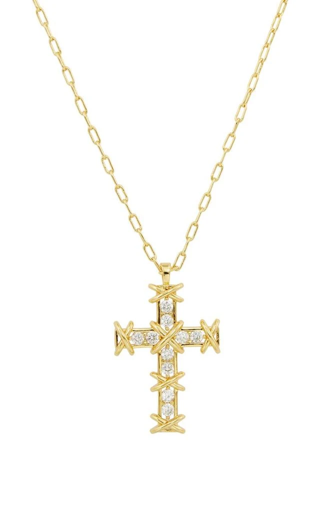 商品Savvy Cie Jewels|18K Gold Plated Cubic Zirconia XO Cross Pendant Necklace,价格¥188,第1张图片