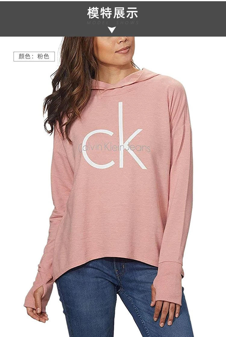 商品Calvin Klein|美国直邮Calvin Klein/CK女装LOGO连帽长袖T直邮,价格¥326,第2张图片详细描述