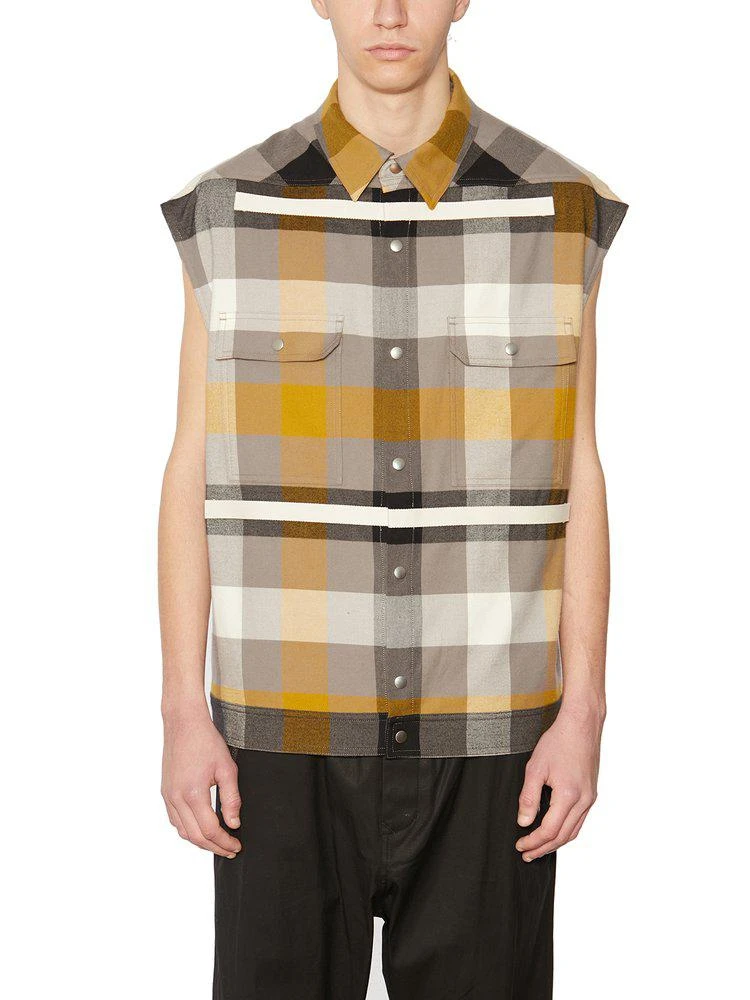 商品Rick Owens|Rick Owens Checked Snapped Sleeveless Shirt,价格¥4823,第1张图片