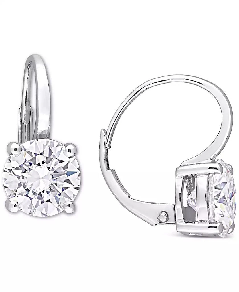 商品Macy's|Lab-Grown Moissanite Solitaire Leverback Earrings (4 ct. t.w.) in 14k White Gold,价格¥18126,第1张图片