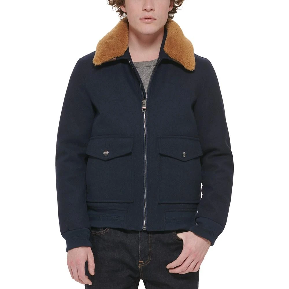 Men's Faux-Fur-Collar Bomber Jacket 商品