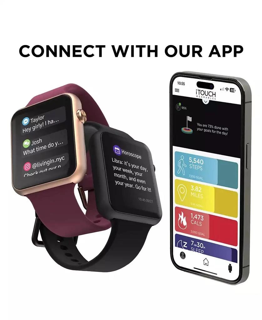 商品iTouch|Air 4 Unisex Black and Gray Silicone Smartwatch,价格¥376,第5张图片详细描述
