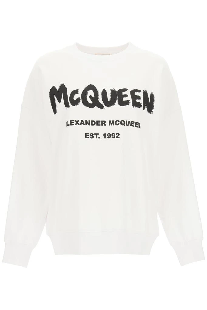 商品Alexander McQueen|Alexander mcqueen graffiti logo oversized sweatshirt,价格¥2313,第1张图片