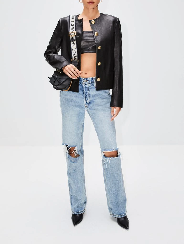 商品ROSETTA GETTY|Crewneck Tailored Leather Jacket,价格¥26447,第2张图片详细描述