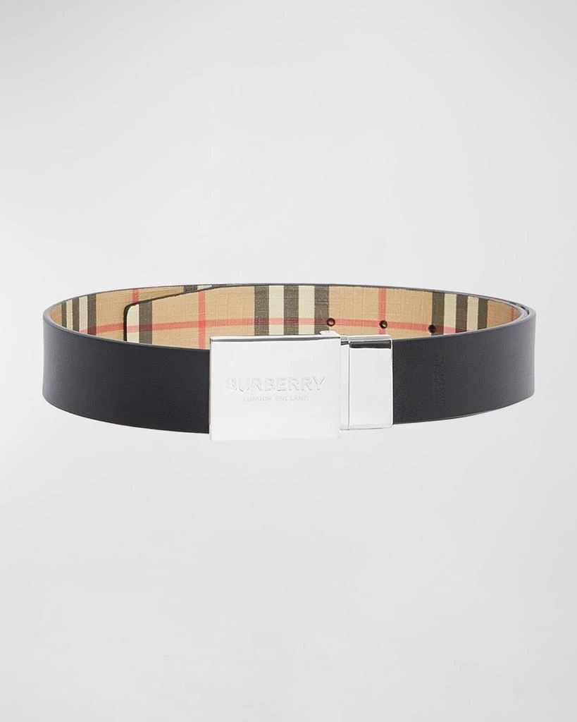 商品Burberry|Men's Signature Check Belt w/ Plaque,价格¥2059,第2张图片详细描述