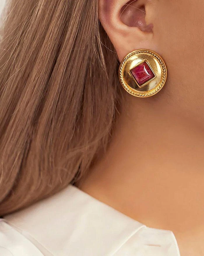 商品BEN-AMUN|Glass Ruby Clip On Stud Earrings,价格¥1271,第2张图片详细描述