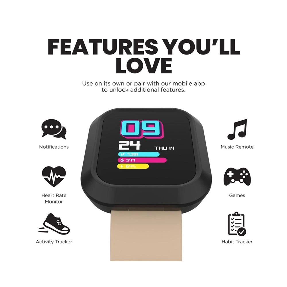 商品iTouch|Unisex Flex Silicone Strap Smartwatch 38.2mm with Extra Bezel & Strap,价格¥299,第3张图片详细描述
