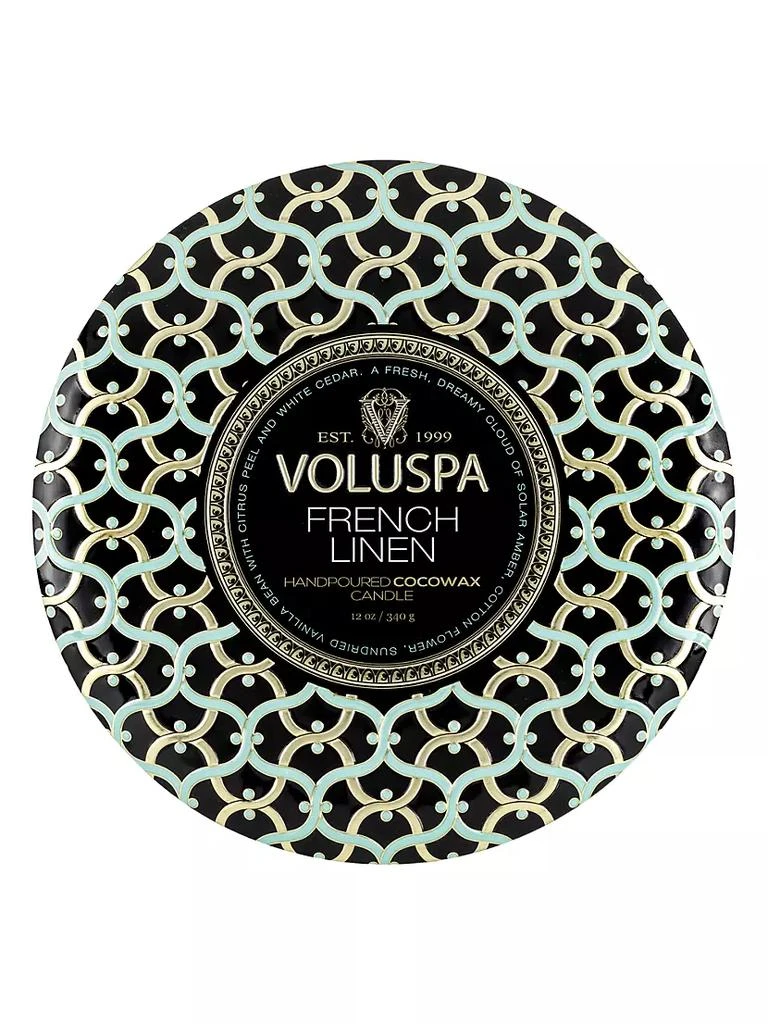 商品Voluspa|French Linen 3-Wick Tin Candle,价格¥195,第1张图片