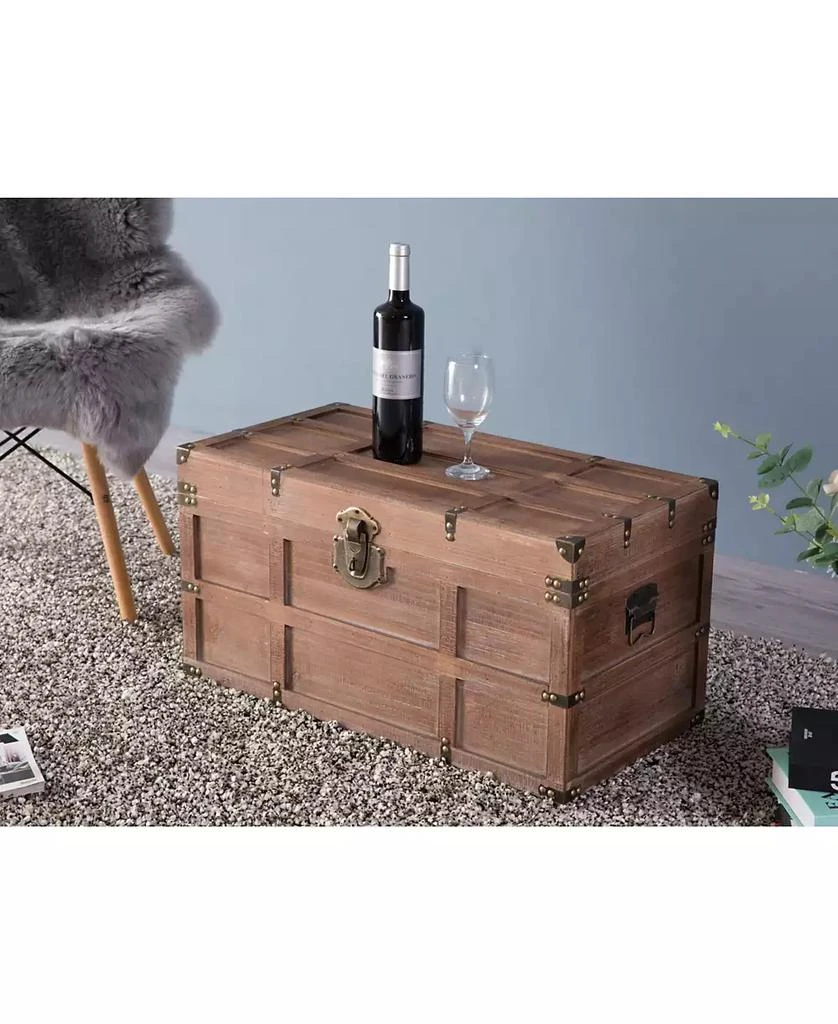 商品Vintiquewise|Wooden Rectangular Lined Rustic Storage Trunk with Latch, Medium,价格¥1808,第3张图片详细描述