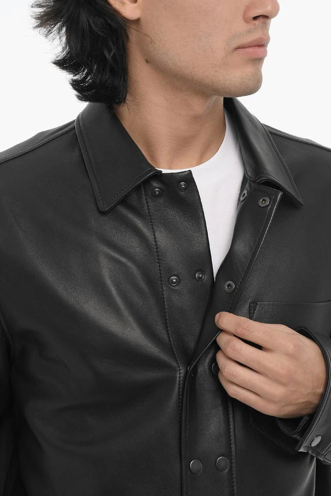 商品Neil Barrett|Neil Barrett Leather and Cotton Overshirt with Front Buttoning,价格¥6641,第3张图片详细描述