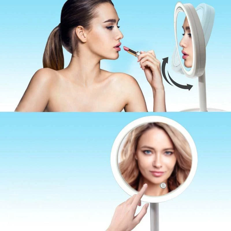 商品Igia|Cool Aire Mirror – Portable 3-In-1 USB Rechargeable LED Light Desktop Round Makeup Mirror With Fan,价格¥451,第2张图片详细描述