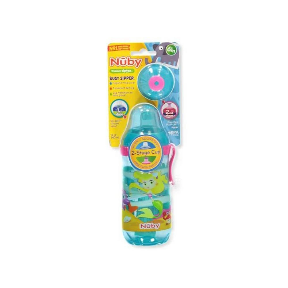 商品Nuby|Busy Sipper, 2 Stage Cup, No Spill Spout & Pop Up Sipper, Mermaid,价格¥121,第2张图片详细描述
