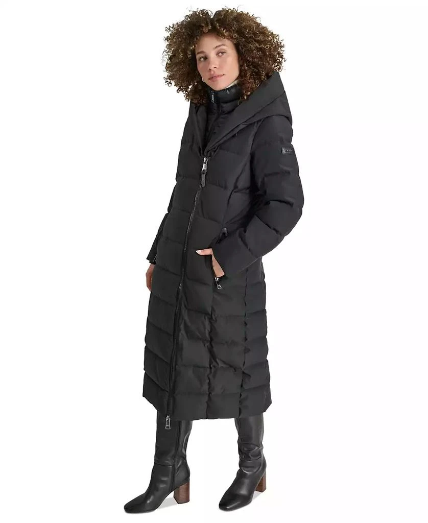 商品DKNY|Women's Bibbed Shawl Collar Hooded Puffer Coat,价格¥1047,第3张图片详细描述