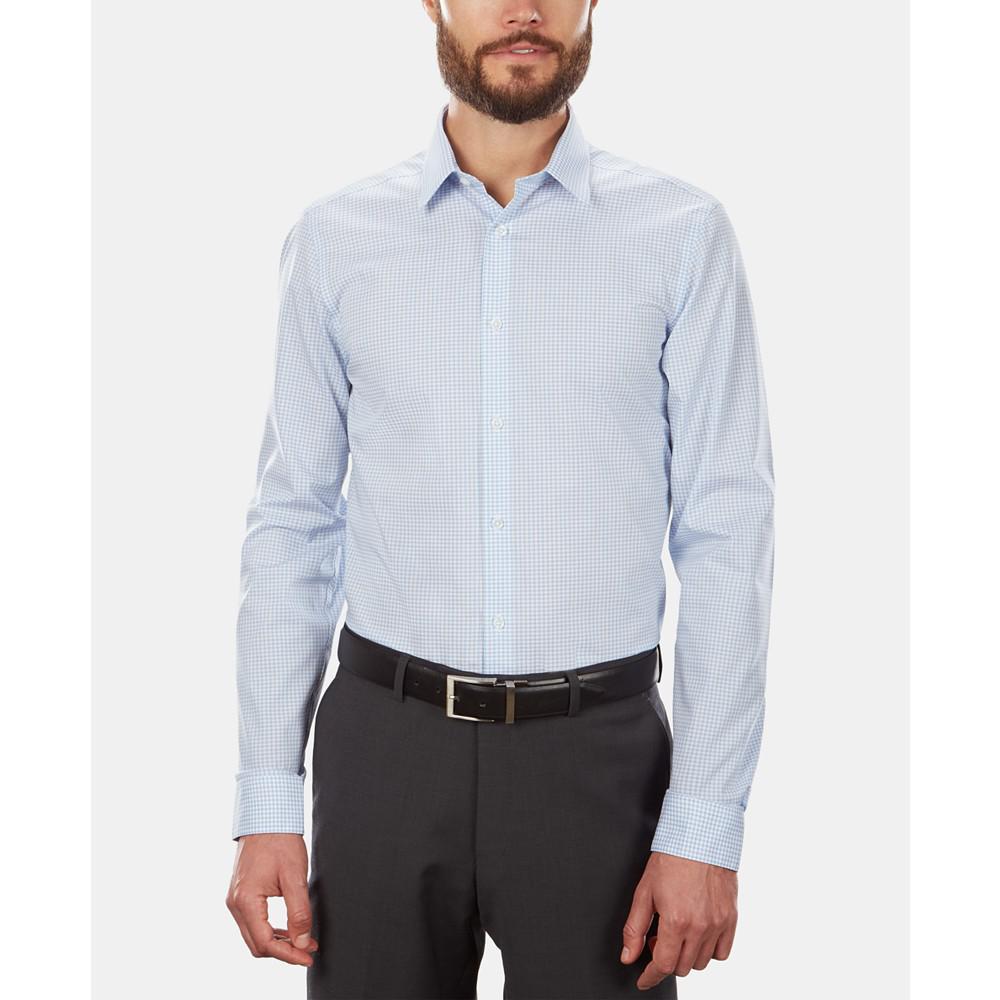 商品Calvin Klein|Calvin Klein Men's STEEL Slim-Fit Non-Iron Performance Stretch Blue Check Dress Shirt,价格¥293,第4张图片详细描述
