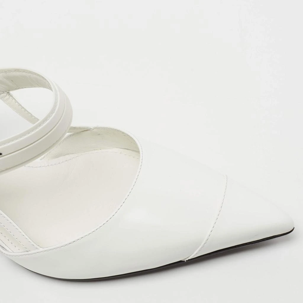Prada White Leather and Rubber Pointed Toe Slingback Pumps Size 39 商品