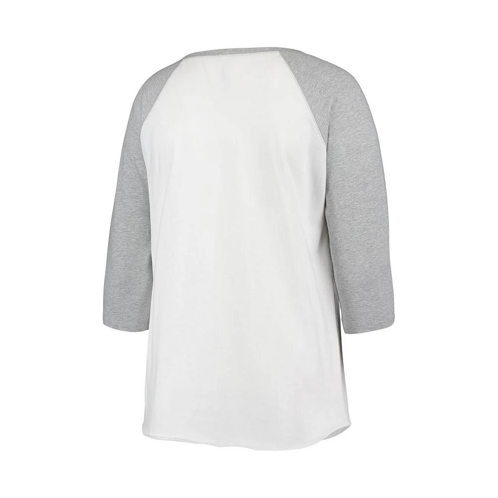 商品Soft As A Grape|Women's White and Heathered Gray Chicago Cubs Plus Size Baseball Raglan 3/4-Sleeve T-shirt,价格¥374,第2张图片详细描述
