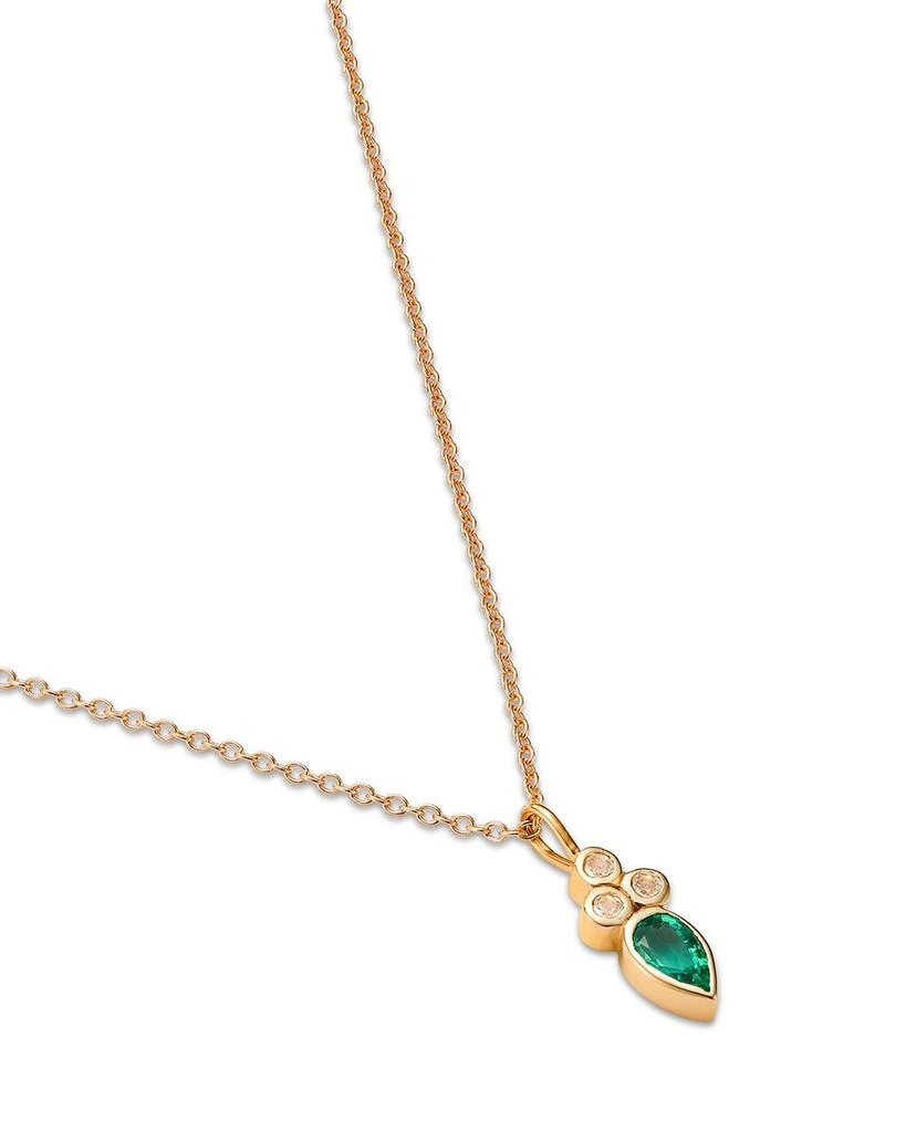 14K Yellow Gold Italy Emerald & White Topaz Bezel Pendant Necklace, 16-18" - Exclusive 商品