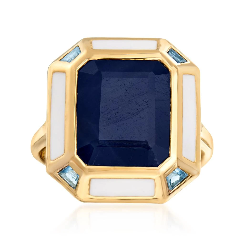 商品Ross-Simons|Sapphire, . Sky Blue Topaz and White Enamel Vintage-Style Ring in 18kt Gold Over Sterling,价格¥2587,第1张图片