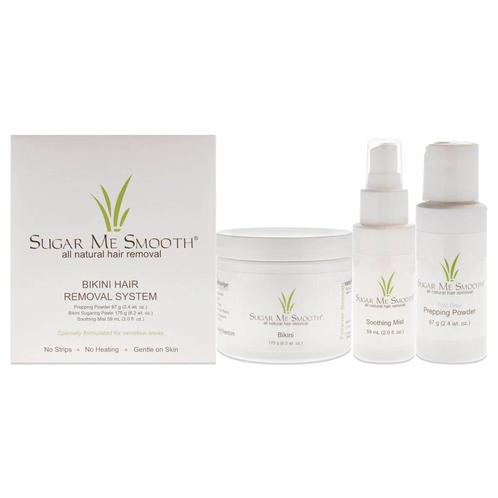 商品Sugar Me Smooth|Bikni Hair Removal System Kit by Sugar Me Smooth for Unisex - 3 Pc Kit 2.4oz Prepping Powder, 2oz Soothing Mist, 6.2oz Bikni Sugaring Paste,价格¥328,第1张图片