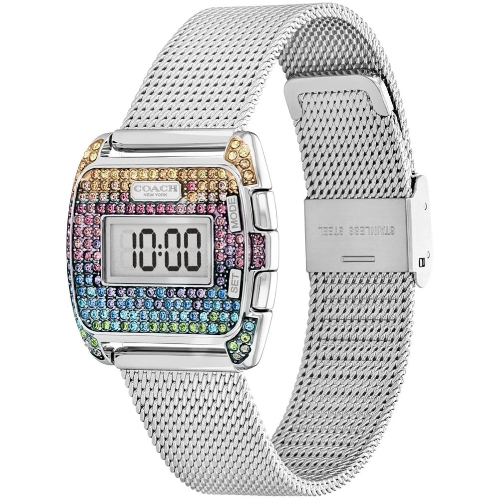 商品Coach|Women's Darcy Digital Rainbow Silver-Tone Stainless Steel Mesh Bracelet Watch, 30mm,价格¥1764,第2张图片详细描述