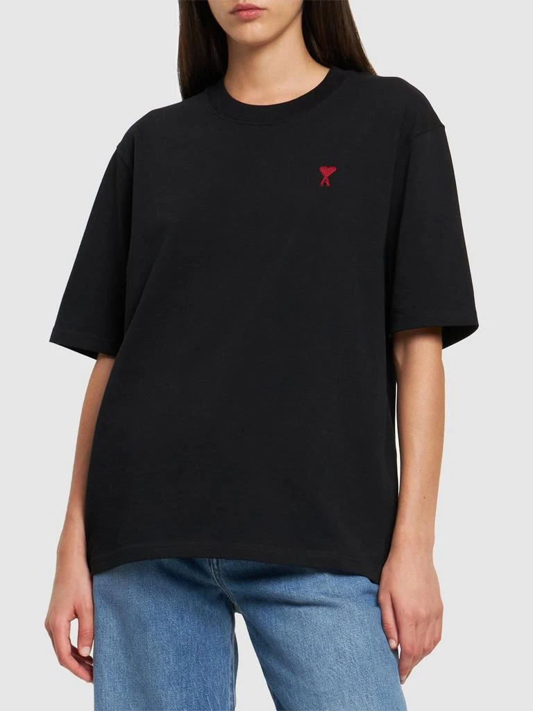 商品AMI|Red Ami De Coeur Cotton Jersey T-shirt,价格¥1472,第2张图片详细描述