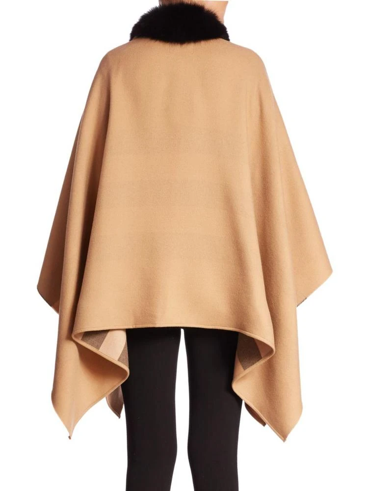 商品Burberry|Charlotte Fox Fur-Trimmed Reversible Check Wool Cape,价格¥8285,第2张图片详细描述