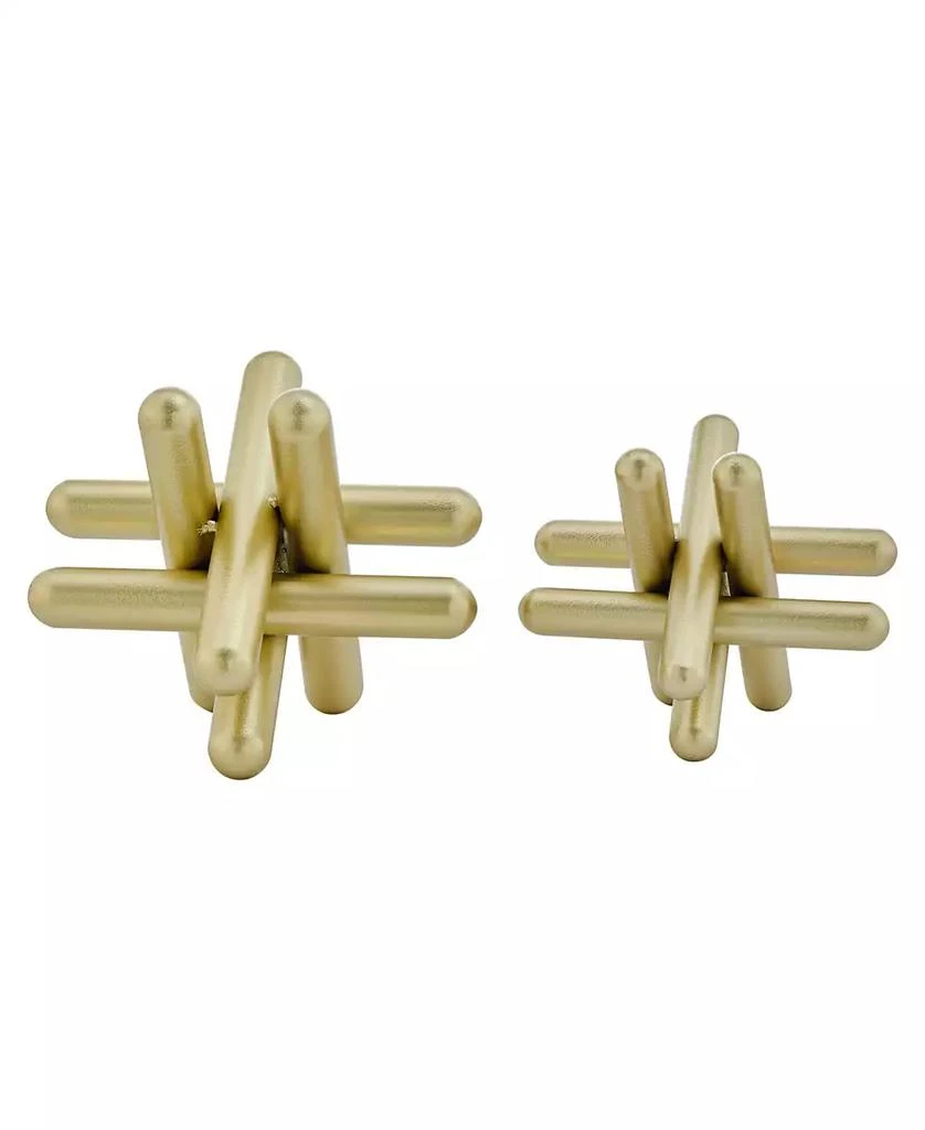 商品Danya B|Small and Medium 2-Piece Abstract Gold-Tone Finish Textured Metal Geometric Sculptures Set,价格¥489,第2张图片详细描述