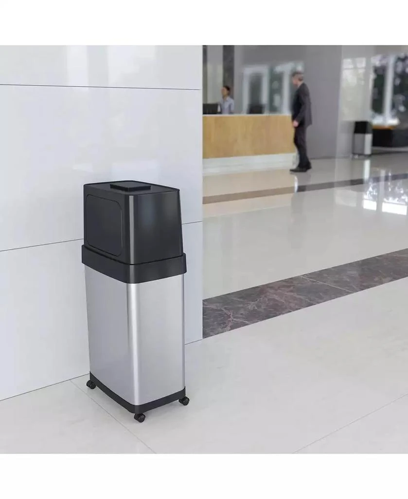 Stainless Steel Dual Push Door Trash Can with AbsorbX Odor Filter and Wheels, Silver 商品