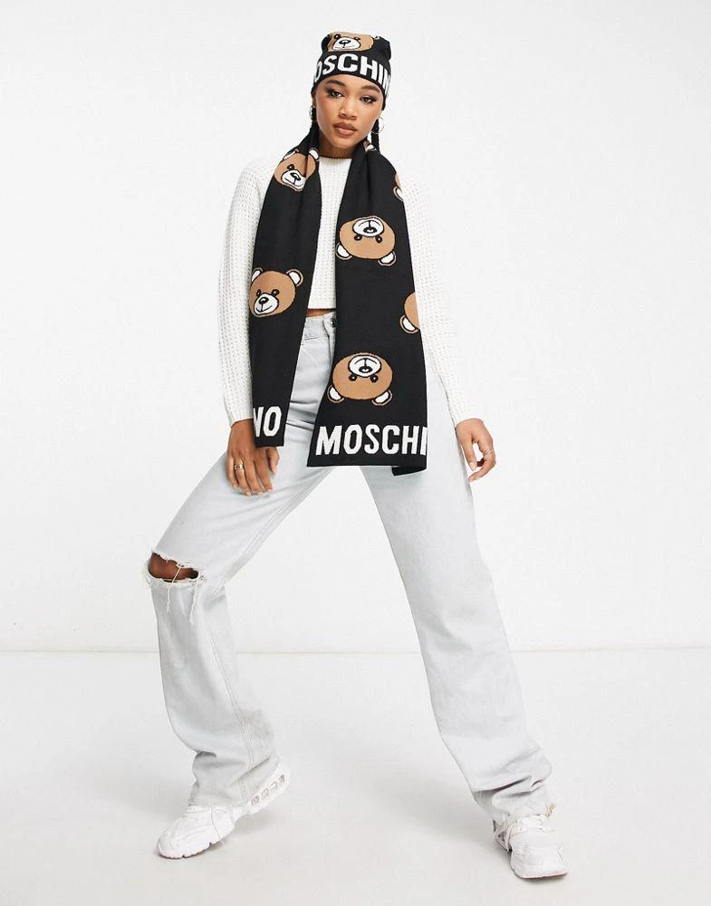 商品Moschino|Moschino teddy logo scarf in black,价格¥487,第4张图片详细描述