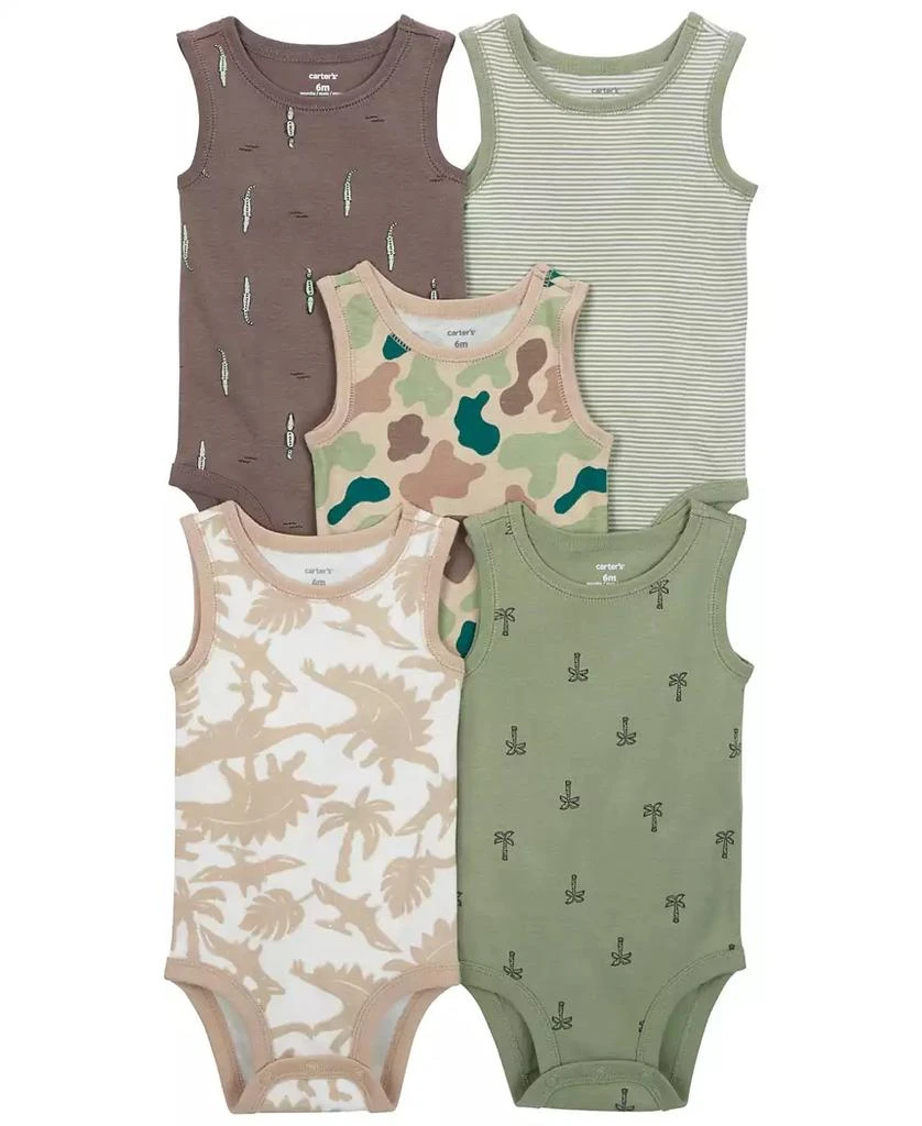 商品Carter's|Baby 5 Pack Dinosaur Sleeveless Bodysuits,价格¥68,第1张图片