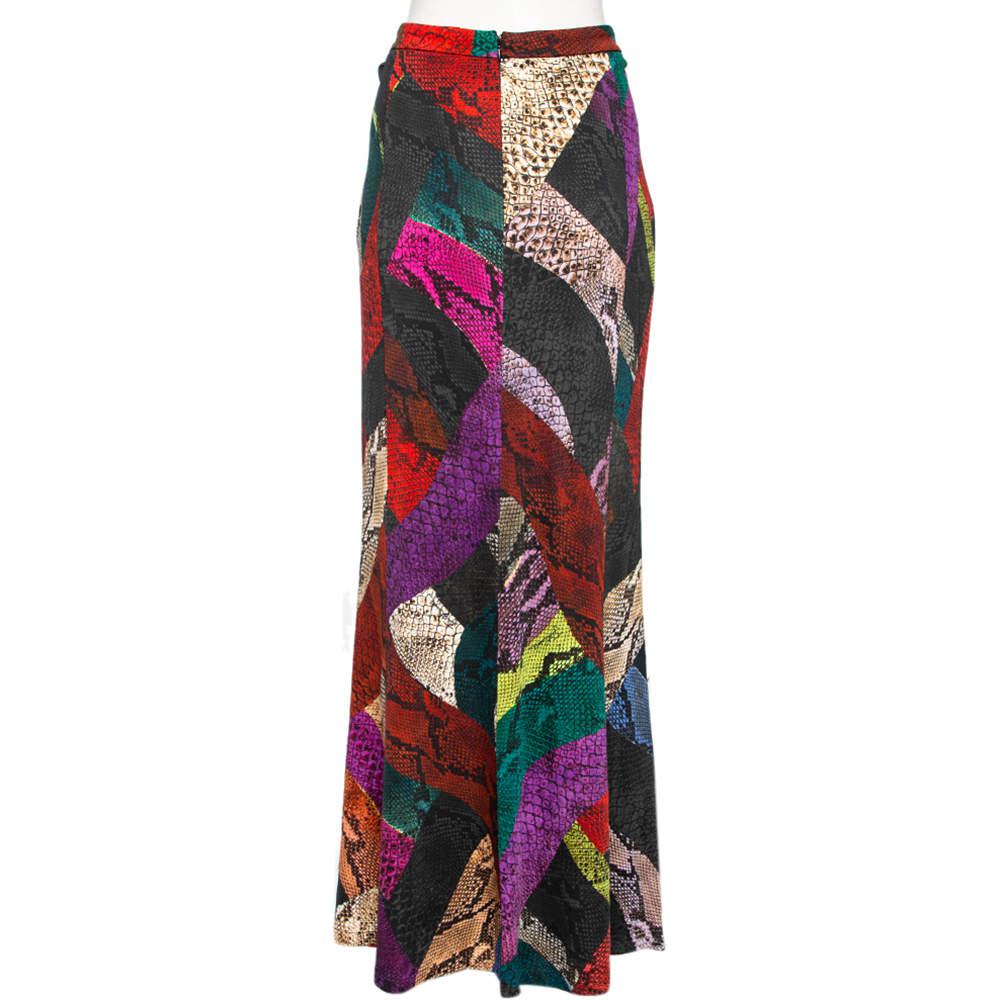 Just Cavalli Multicolor Snakeskin Print Jersey Maxi Skirt L商品第3张图片规格展示