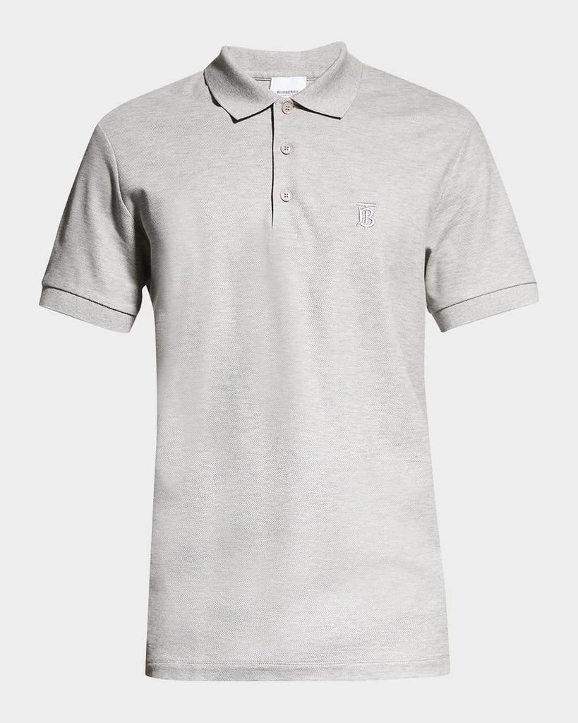 商品Burberry|Men's Eddie Pique Polo Shirt, Gray,价格¥2151,第1张图片