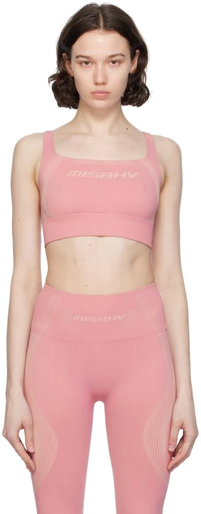 商品Misbhv|Pink Jacquard Sport Bra,价格¥731,第1张图片