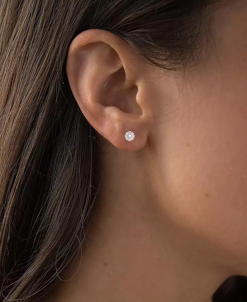 商品Macy's|Lab-Grown Opal (1/20 ct. t.w.) & Lab-Grown White Sapphire (1/2 ct. t.w.) Stud Earrings,价格¥300,第2张图片详细描述