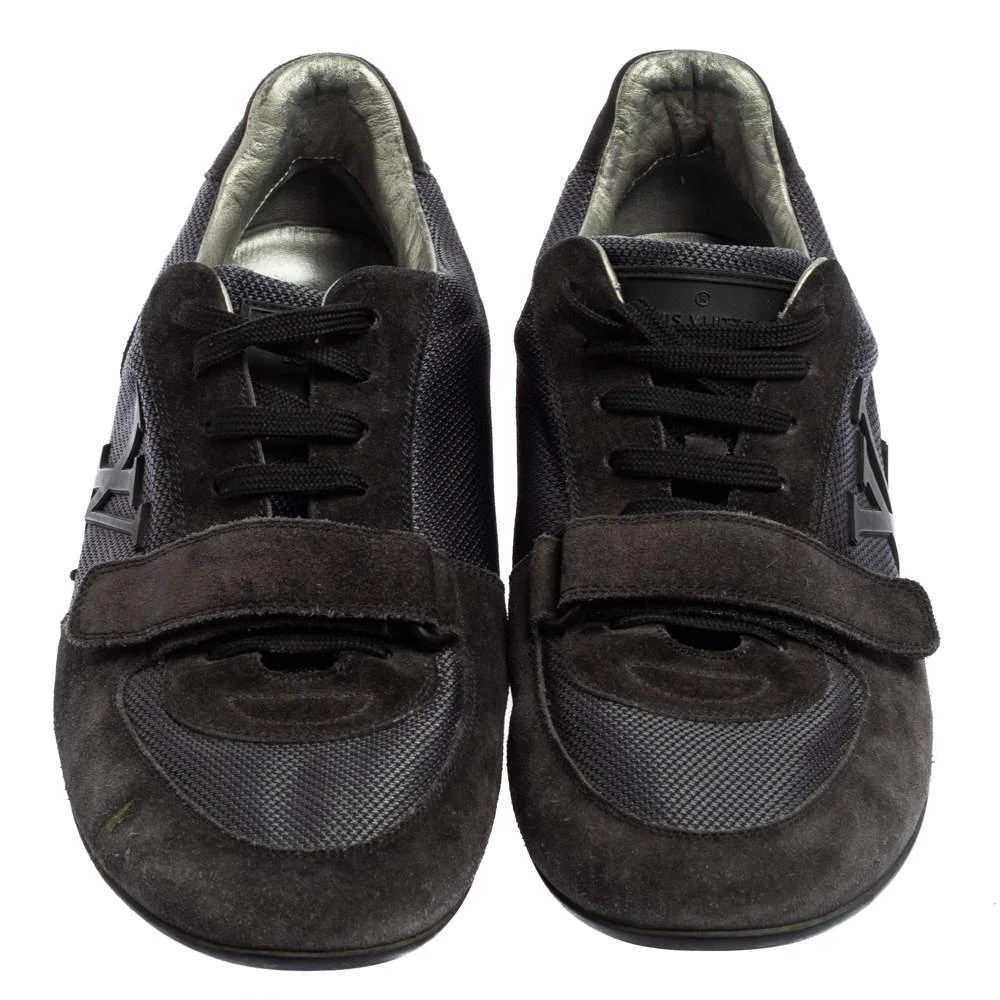 商品[二手商品] Louis Vuitton|Louis Vuitton Navy Blue  Suede And Fabric Trainers Low Top Sneakers Size 40.5,价格¥2131,第3张图片详细描述