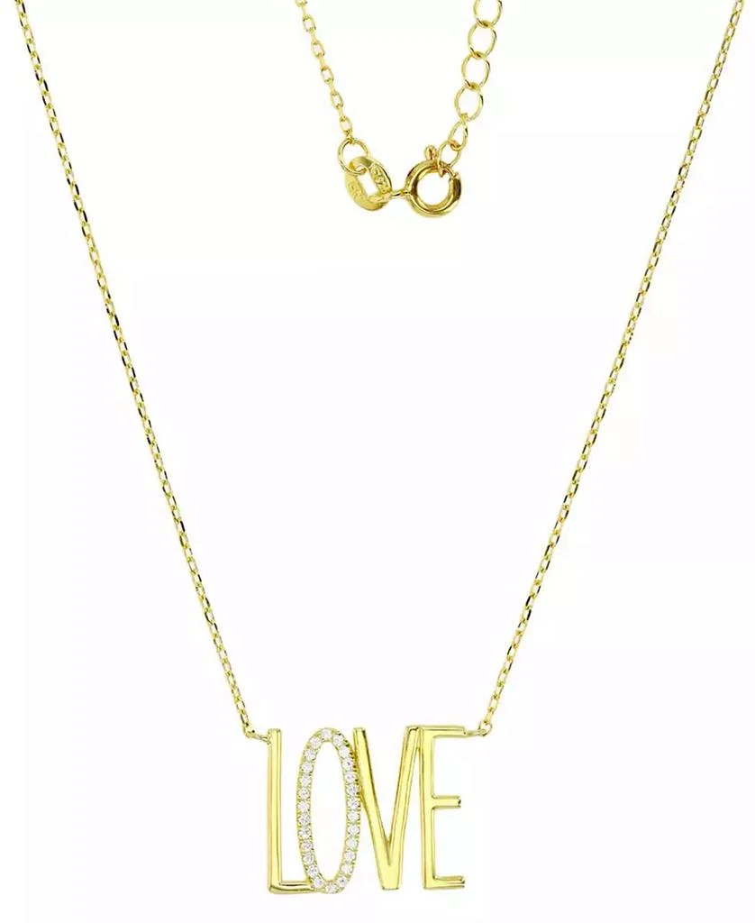 商品Macy's|Cubic Zirconia LOVE Pendant Necklace in 14k Gold-Plated Sterling Silver, 16" + 2" extender,价格¥502,第1张图片