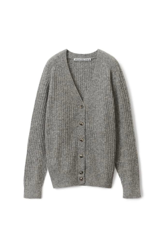 商品Alexander Wang|RIBBED V-NECK CARDIGAN IN ALPACA FLEECE,价格¥1687,第1张图片