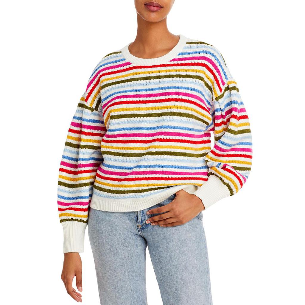 Aqua Womens Stripe Crewneck Pullover Sweater商品第1张图片规格展示