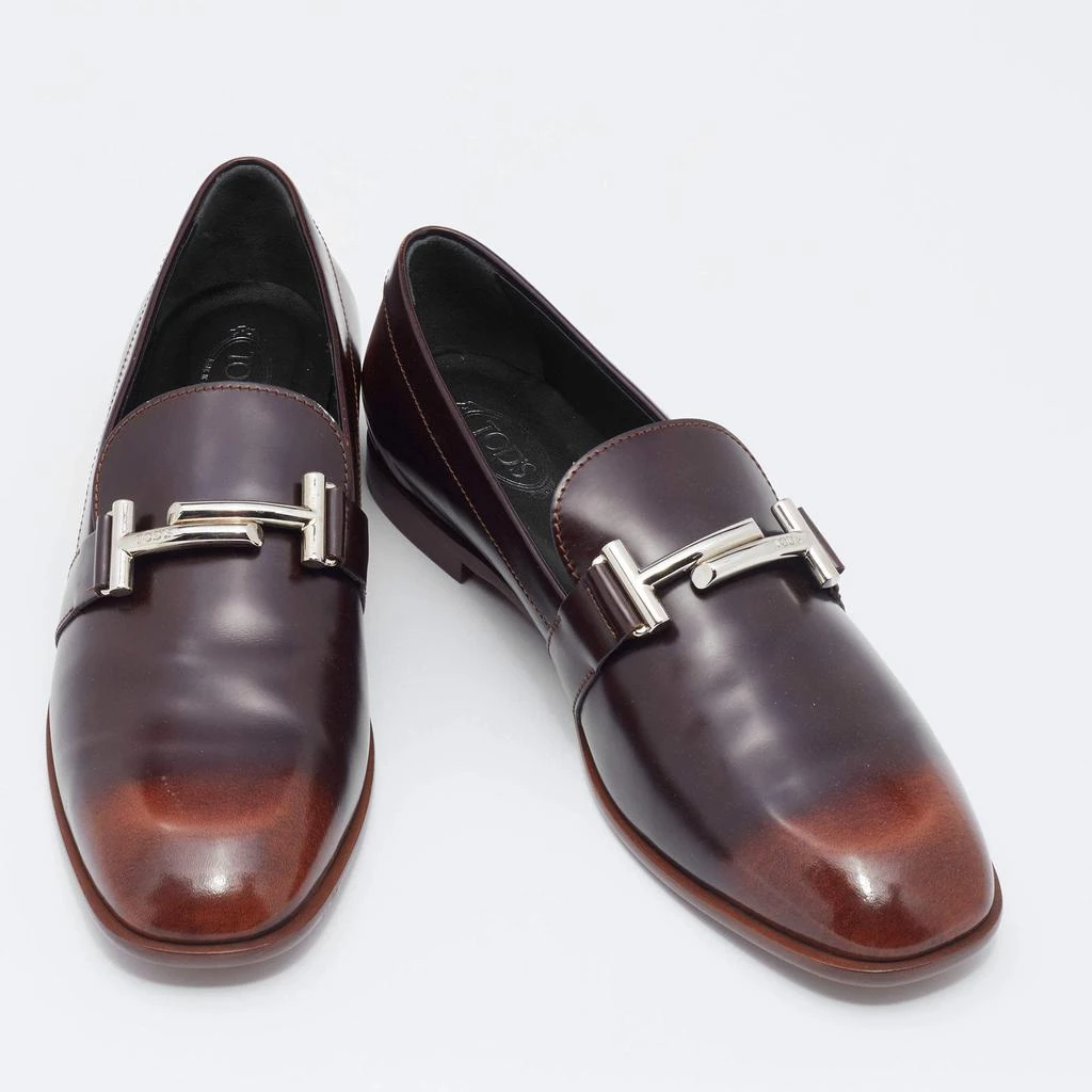 商品[二手商品] Tod's|Tod's Two Tone Leather Double T Slip On Loafers Size 40,价格¥1380,第4张图片详细描述
