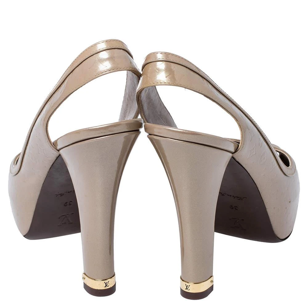 商品[二手商品] Louis Vuitton|Louis Vuitton Beige Monogram Vernis Leather Tamara Peep Toe Slingback Pumps Size 39,价格¥2839,第5张图片详细描述