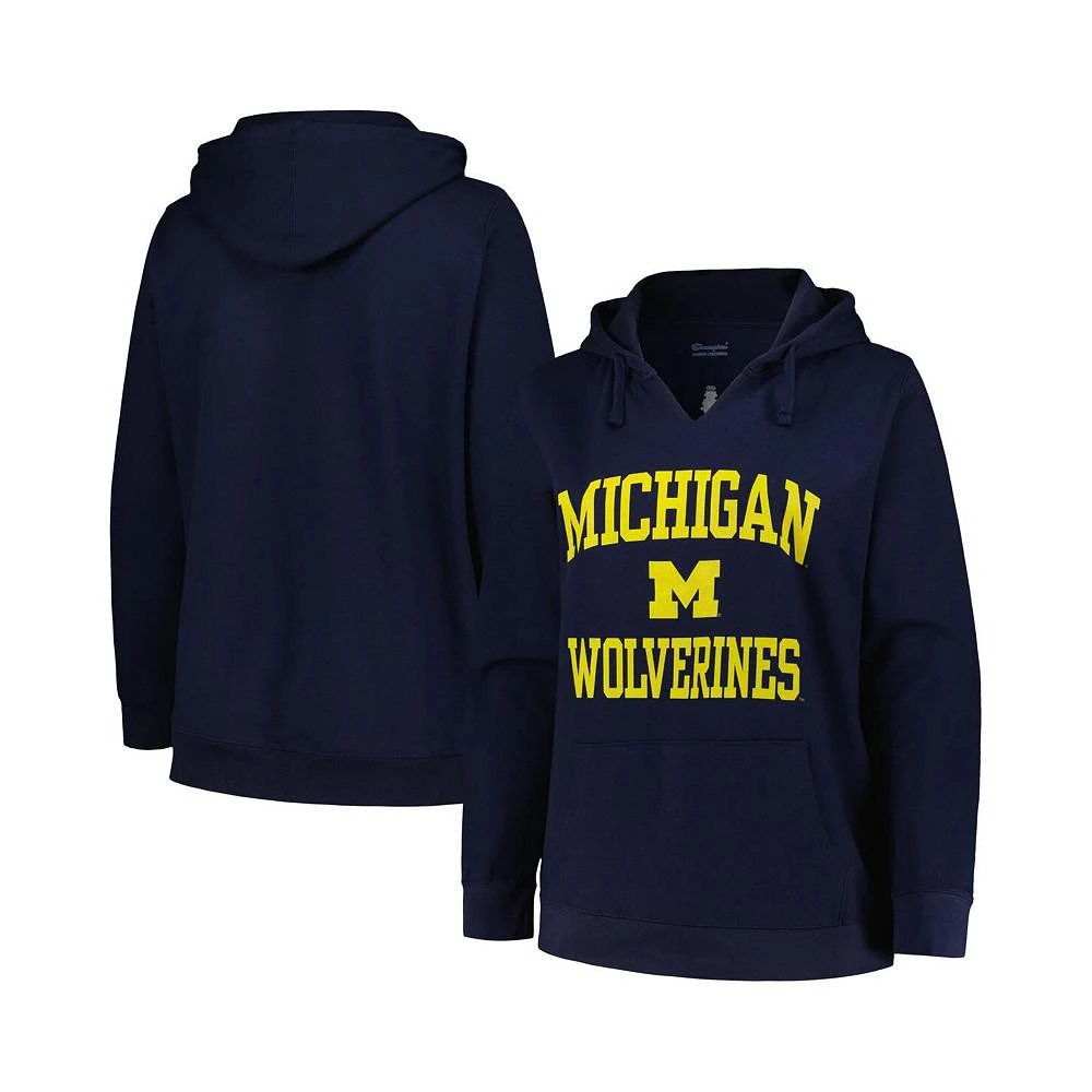 商品CHAMPION|Women's Navy Michigan Wolverines Plus Size Heart & Soul Notch Neck Pullover Hoodie,价格¥478,第1张图片