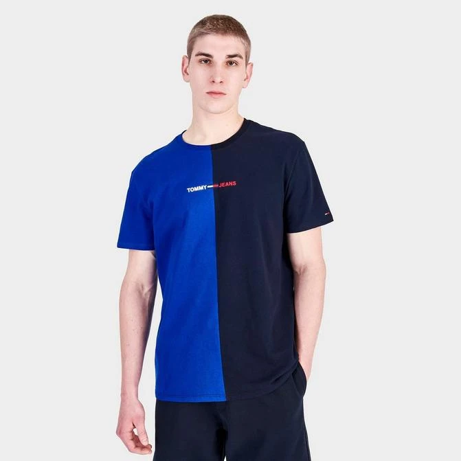 商品Tommy Hilfiger|Men's Tommy Jeans Split Linear Logo Short-Sleeve T-Shirt,价格¥186,第1张图片